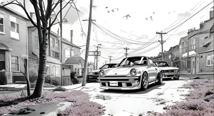 Classic Cars in a Vintage Neighborhood